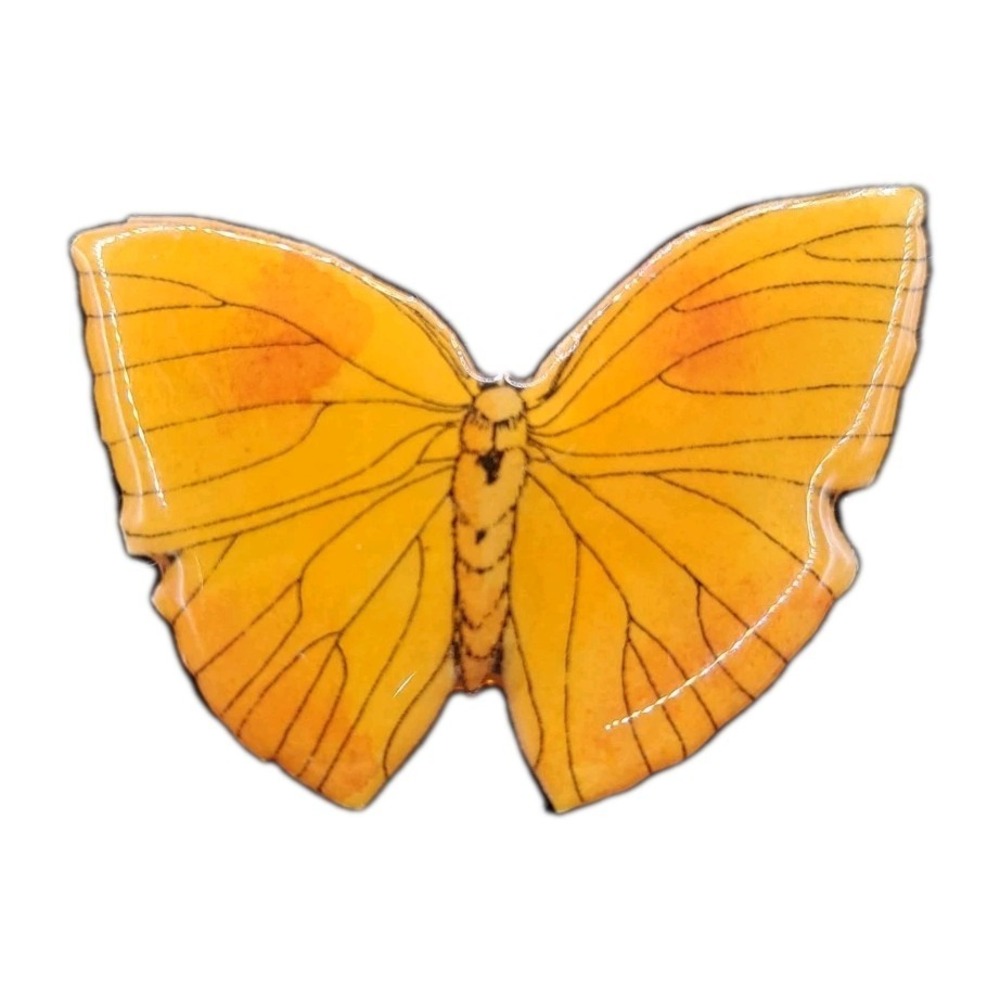 Vintage Handmade 1989  "Butterflies" MB Designs #001 Resin Orange Butterfly Pin
